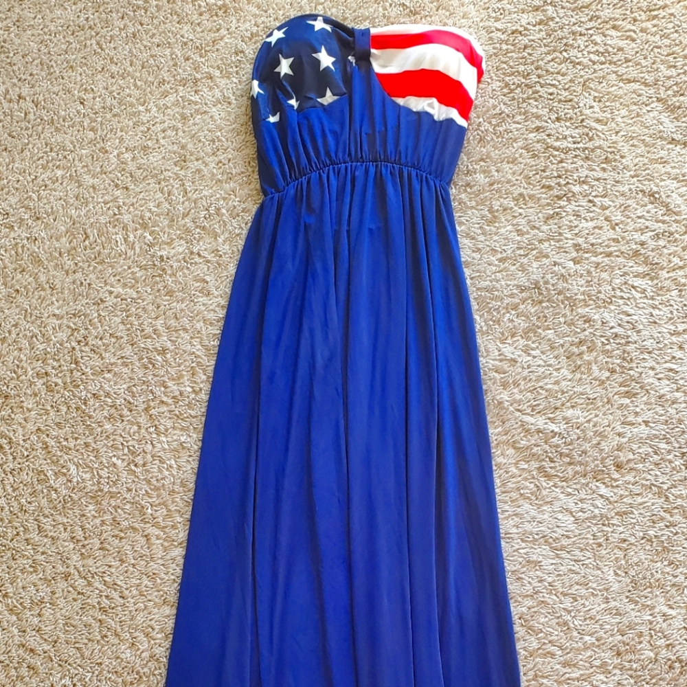 American Flag style design maxi dress size Large
